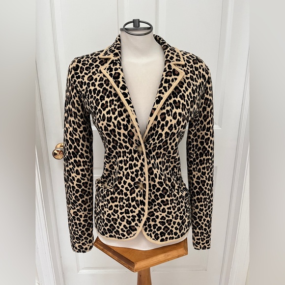 1901 Jackets & Blazers - Nordstrom 1901 Sweater Blazer Cheetah Animal Print Womens Tan Black Size S